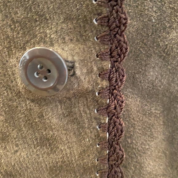 White Stag Womens Vintage Brown Suede Blazer w Macramé Trim Size 4/6 - Picture 7 of 11